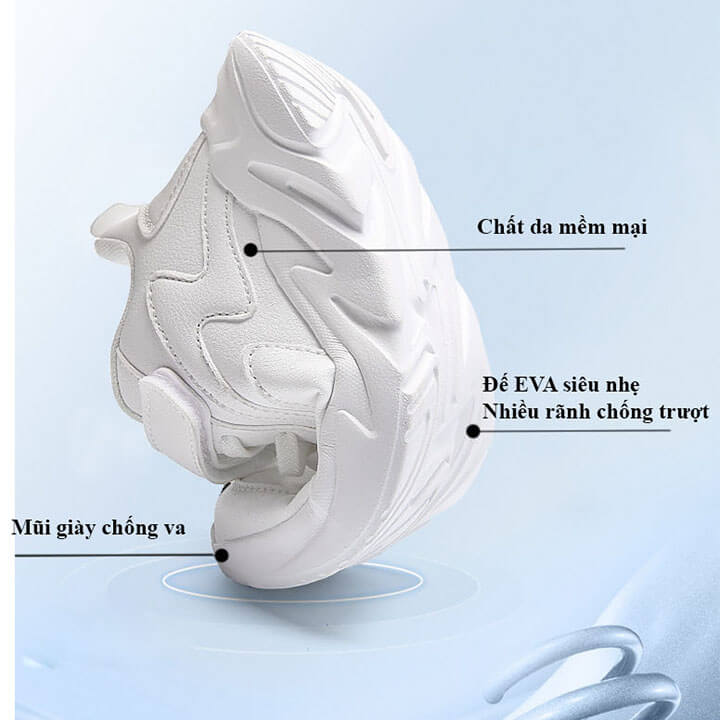 Giày thể thao trắng bé trai, bé gái năng động từ 4-12 tuổi