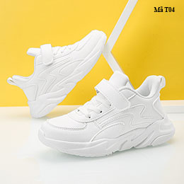 Giày thể thao trắng bé trai, bé gái năng động từ 4-12 tuổi - T07