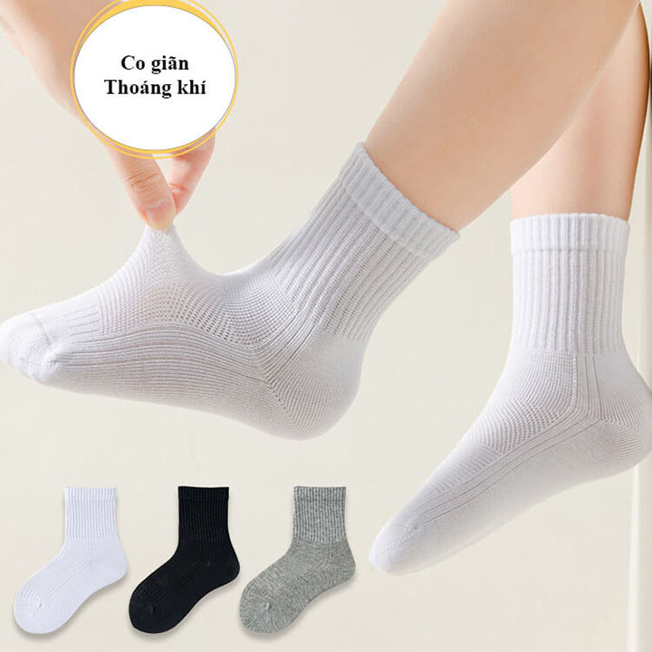 Vớ trẻ em từ 2- 10 tuổi 100% cotton cổ cao