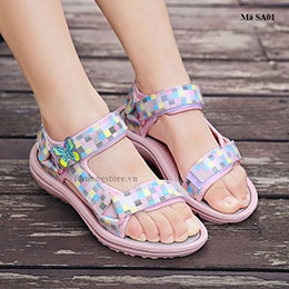 Giày sandal cho bé gái đi học nhẹ êm màu hồng từ 4-12 tuổi - SA01