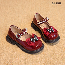 Giày sandal bé gái màu đỏ từ 3-12 tuổi màu đỏ - BB88
