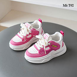 Giày thể thao bé gái từ 1-5 tuổi màu hồng quai dán T02 - T02